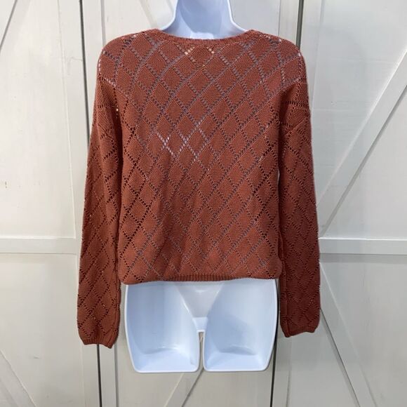 Jessica Simpson Long Sleeve V-Neck Knit Sweater In Blush Salmon Size Small - Picture 4 of 13